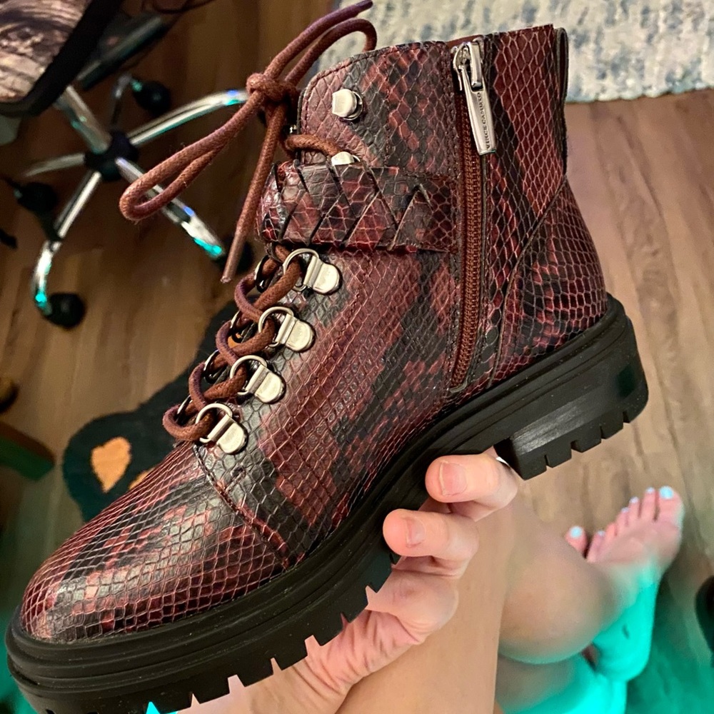 Vince Camuto snakeskin print boot